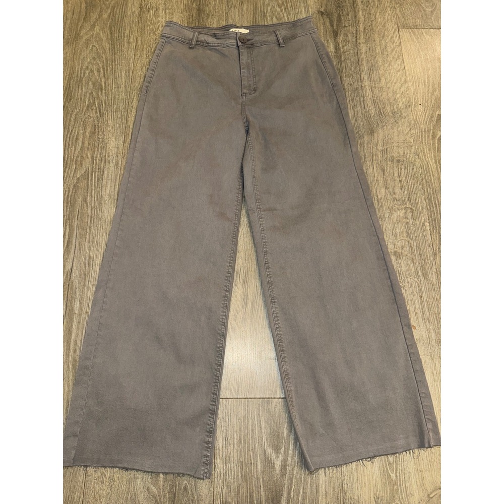 OAT New York Grey Wide Leg High Rise Raw Hem Pants Size 12/31